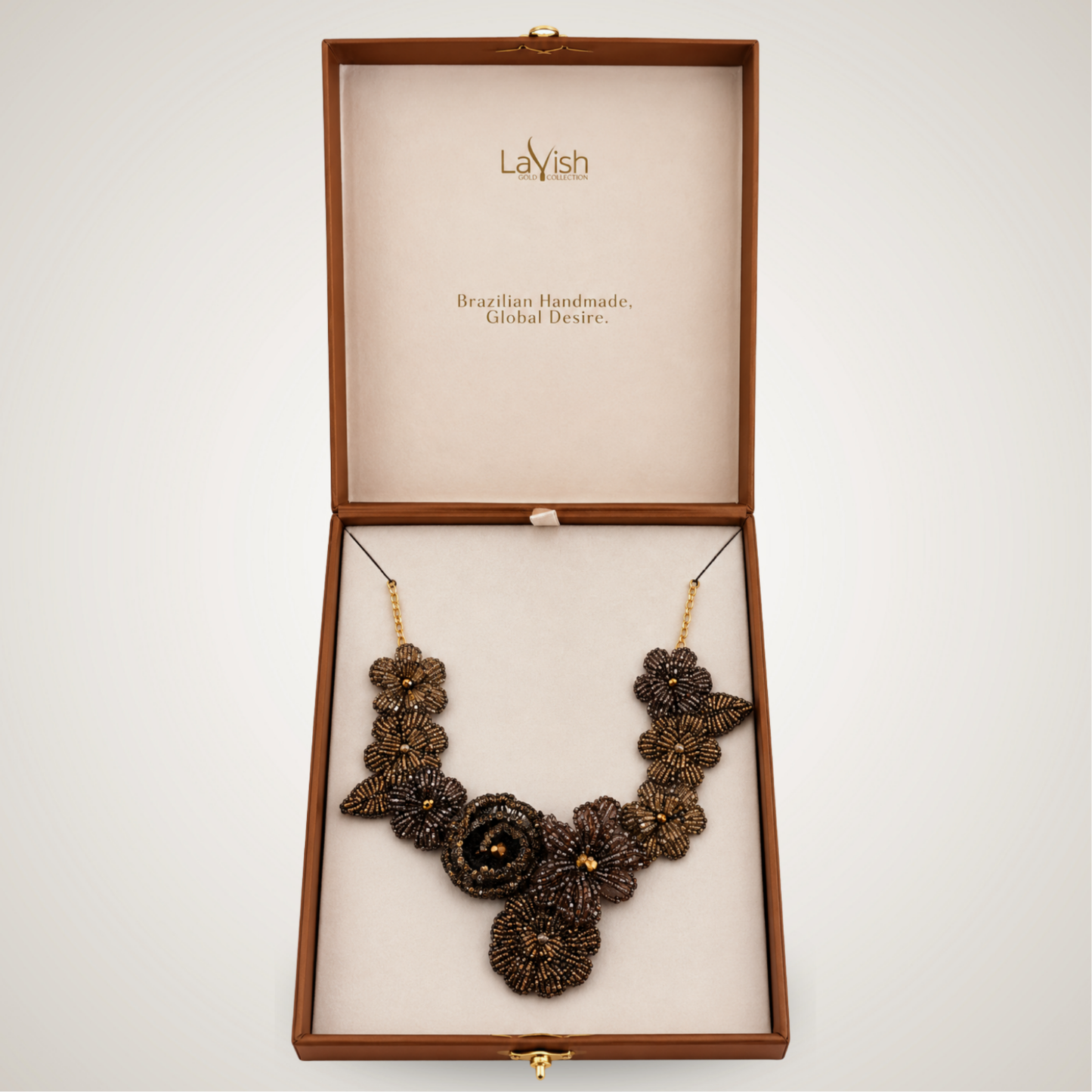 Sephia Mix Blossom Handmade Crochet Necklace
