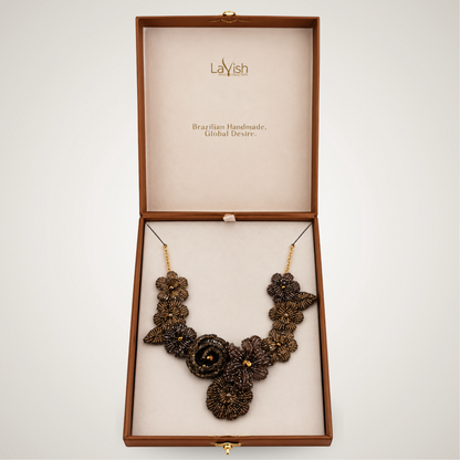 Sephia Mix Blossom Handmade Crochet Necklace