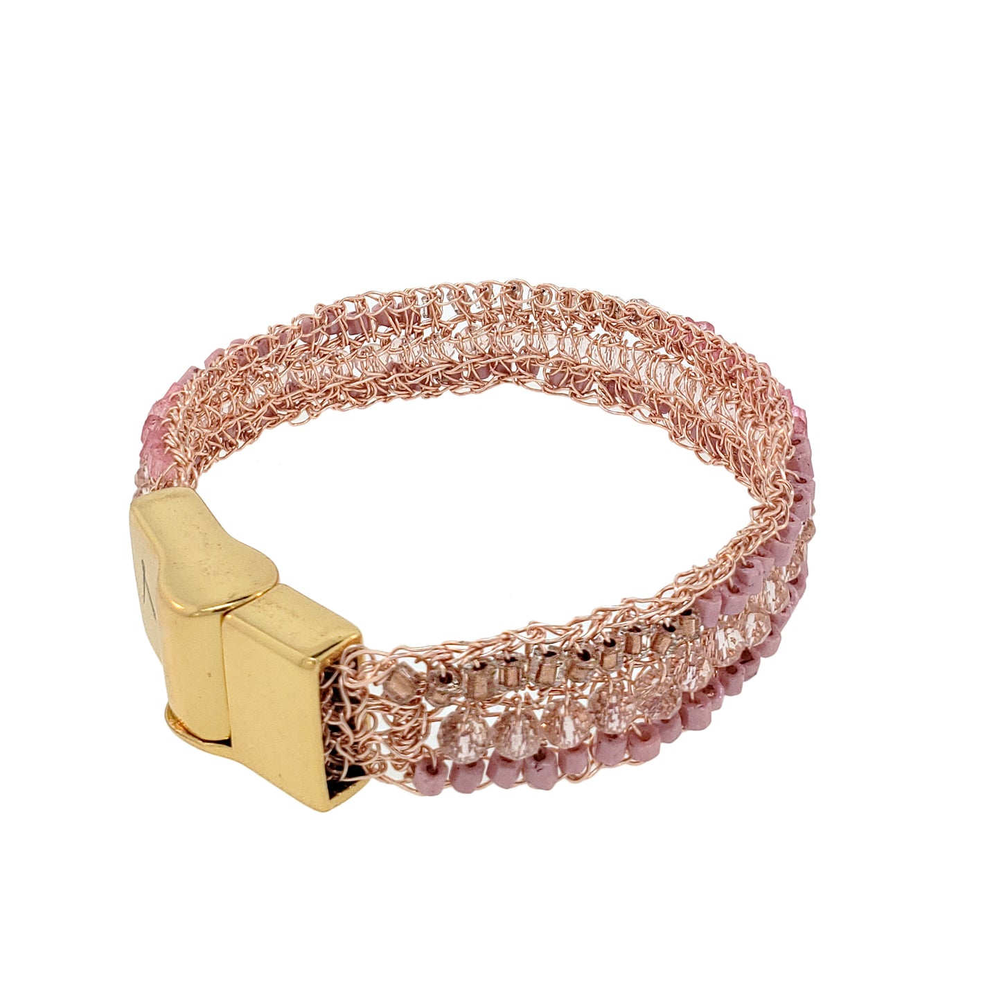 Rose Quartz Mix Ziggy Handmade Crochet Bracelet