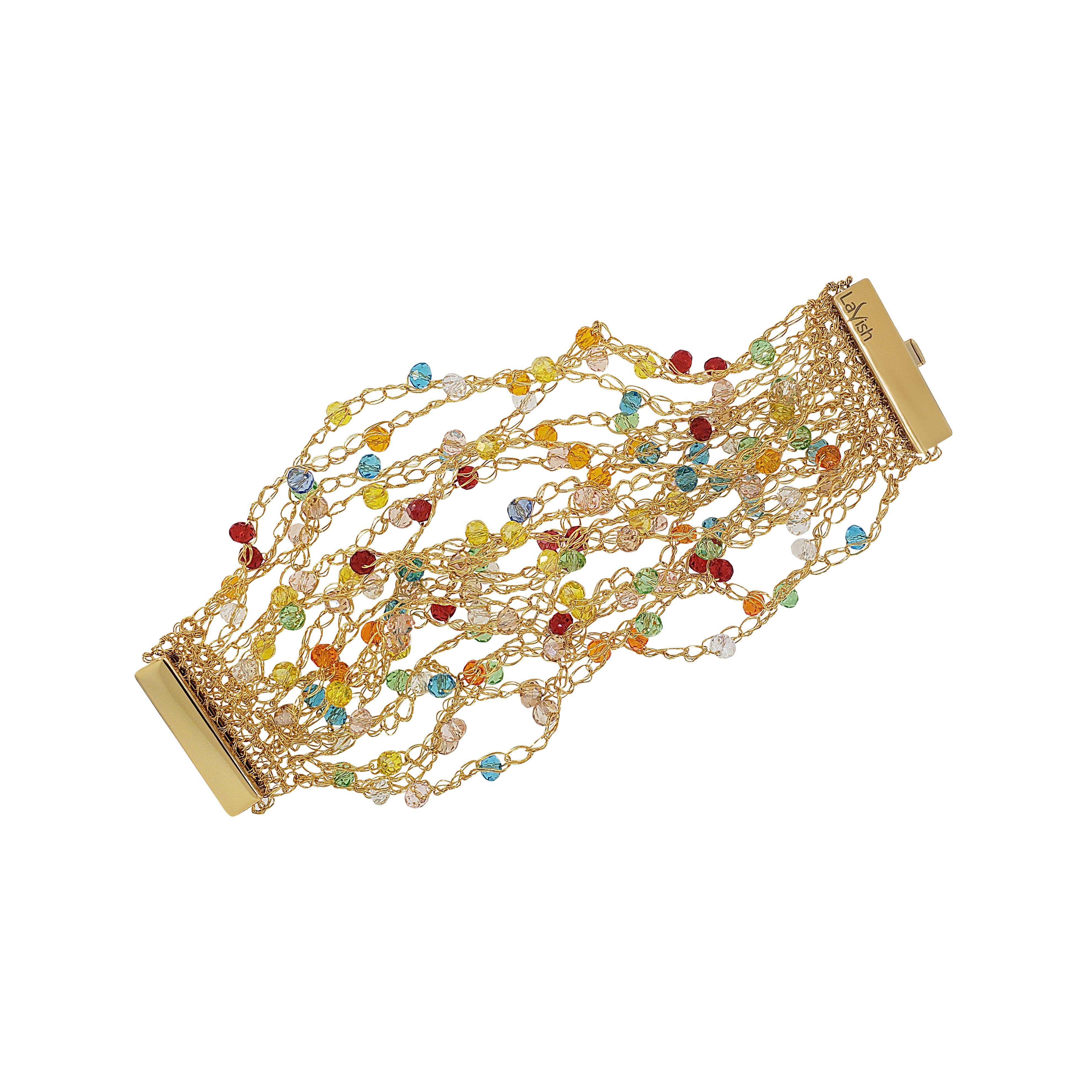 Multicolor & Gold Multi-String Handmade Crochet Bracelet – Lavish