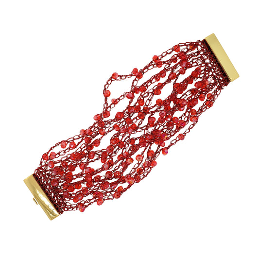 Red Velvet Multi-String Handmade Crochet Bracelet