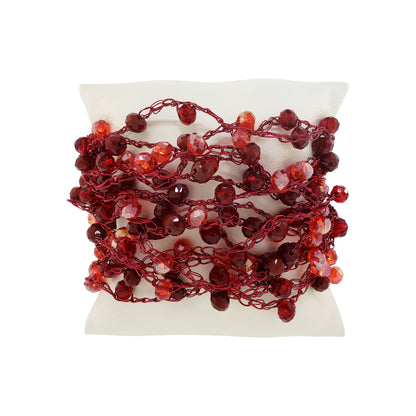 Cherry Red Mix Multi-String Handmade Crochet Bracelet
