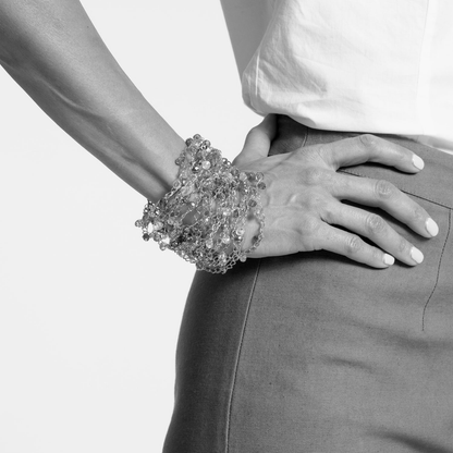 Clear & Gold Multi-String Handmade Crochet Bracelet