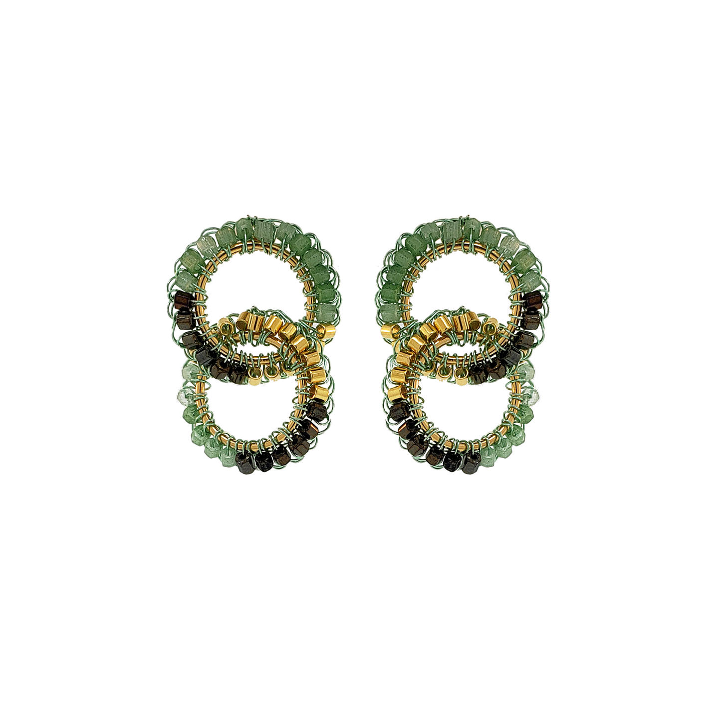 Green & Gold Mix Nova Handmade Crochet Earrings