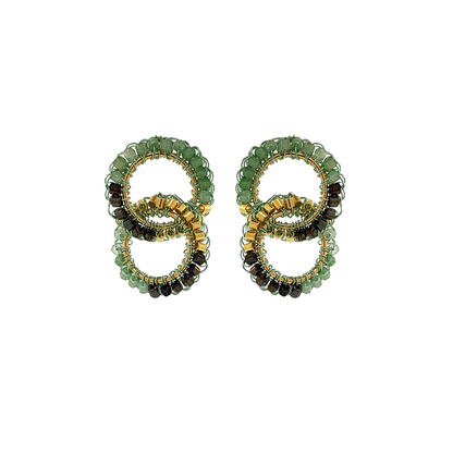 Green & Gold Mix Nova Handmade Crochet Earrings