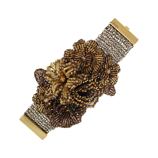 Sepia Mix Blossom Maxi Handmade Crochet Bracelet
