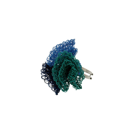 Ocean Blue Mix Reef Trio Handmade Crochet Ring