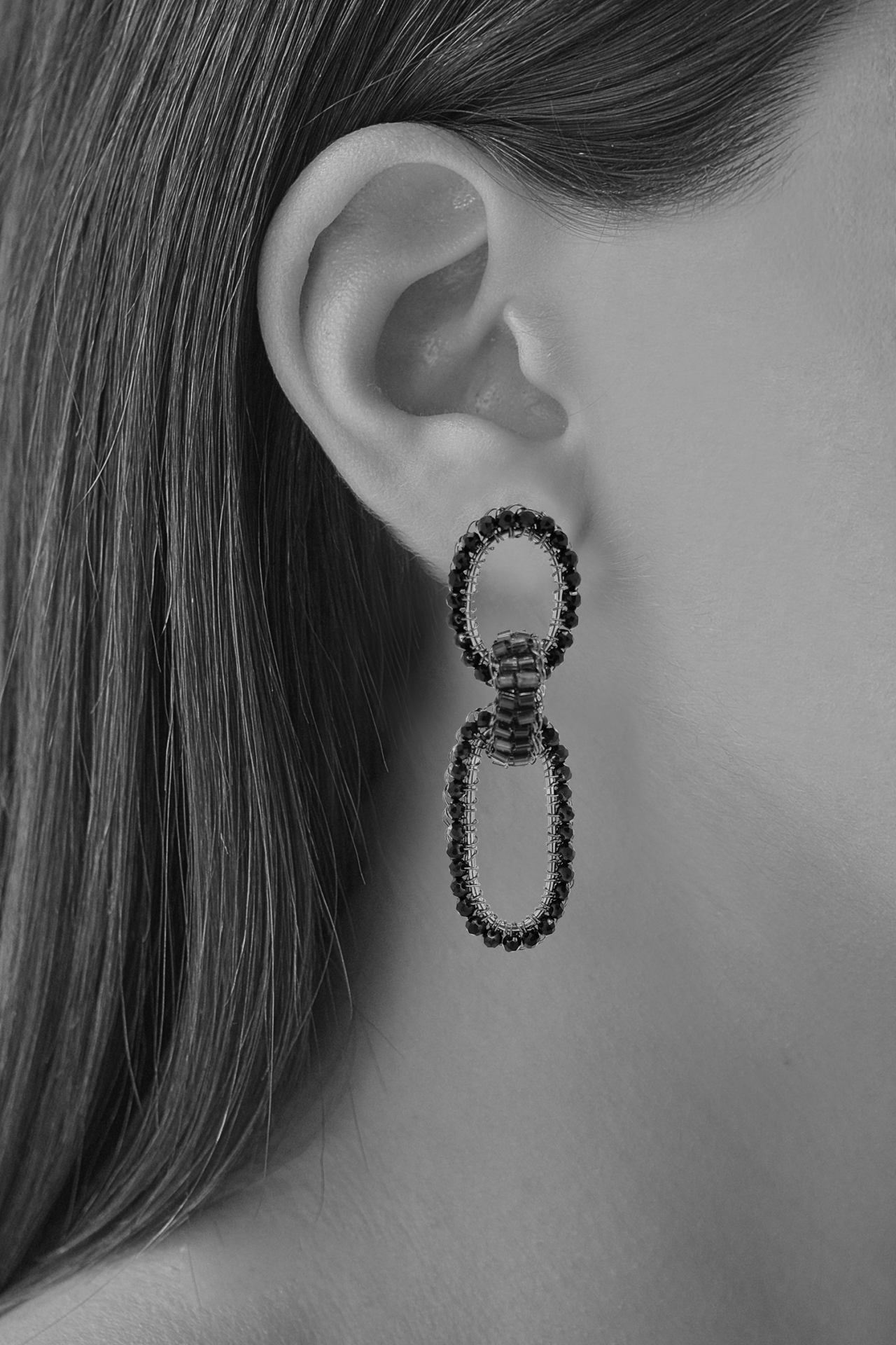 Coral Red Mix Stevie Handmade Crochet Links Earring