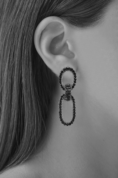 Coral Red Mix Stevie Handmade Crochet Links Earring
