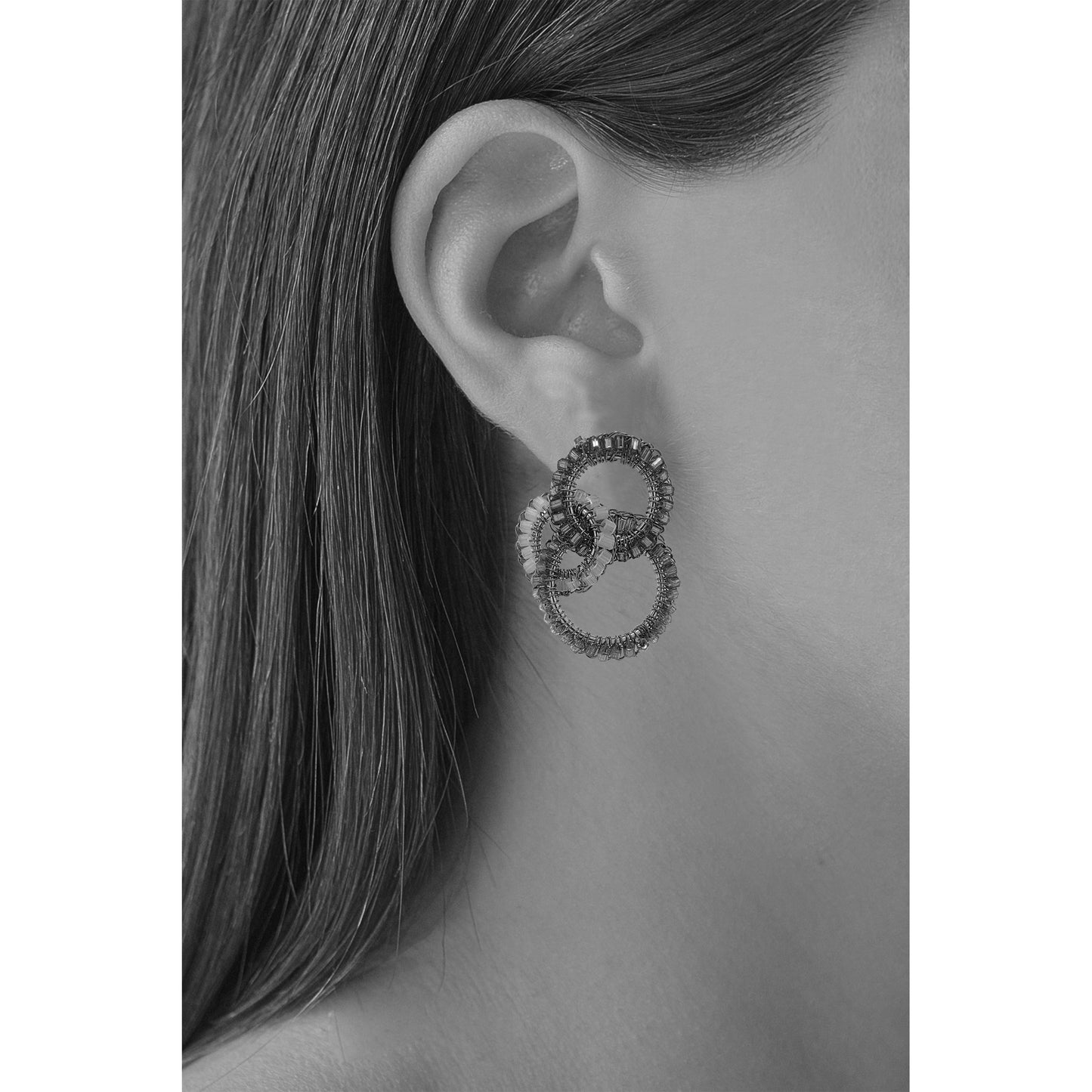 Coral Red Mix Leah Trio Handmade Crochet Earrings