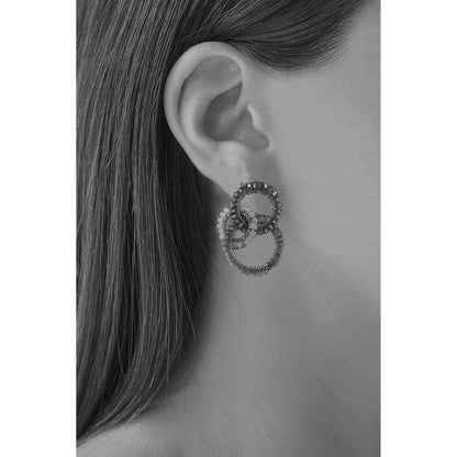 Coral Red Mix Leah Trio Handmade Crochet Earrings