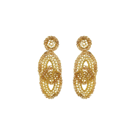 Amber & Gold Minerva Handmade Crochet Earrings