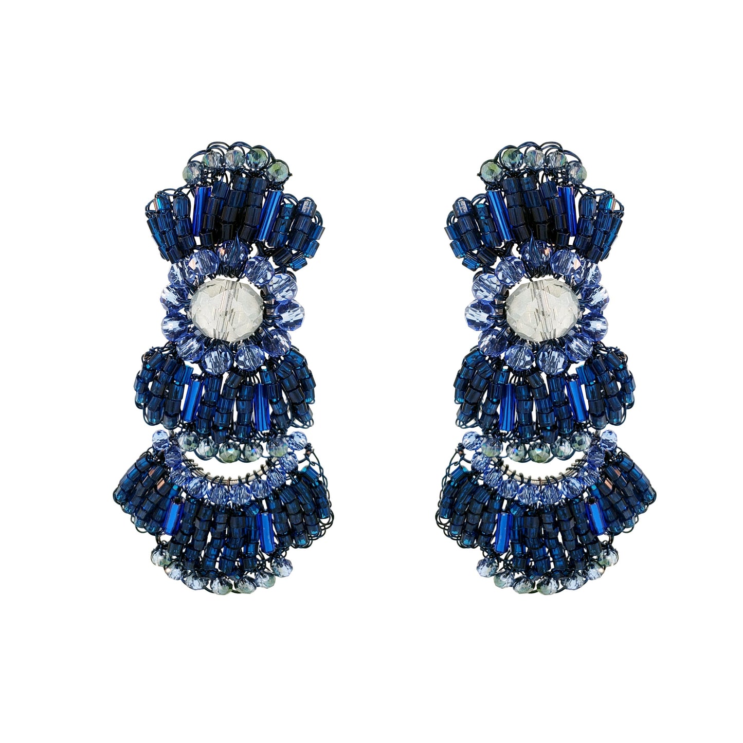 Royal Blue Mix Queen Cascade Handmade Crochet Earrings