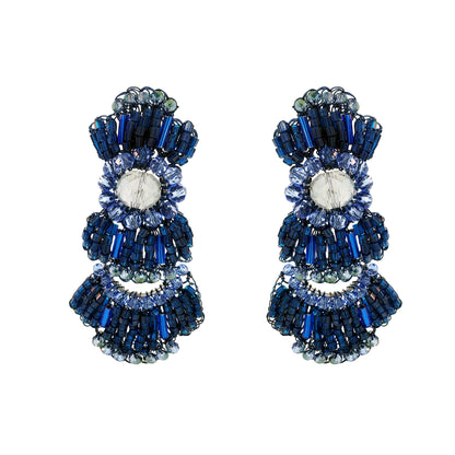 Royal Blue Mix Queen Cascade Handmade Crochet Earrings