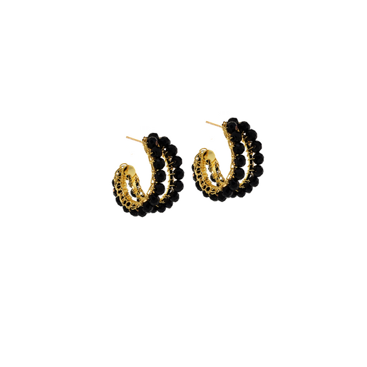 Black & Gold Nina Handmade Crochet Hoops