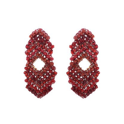 Cherry Red Mix Rank Handmade Crochet Earrings