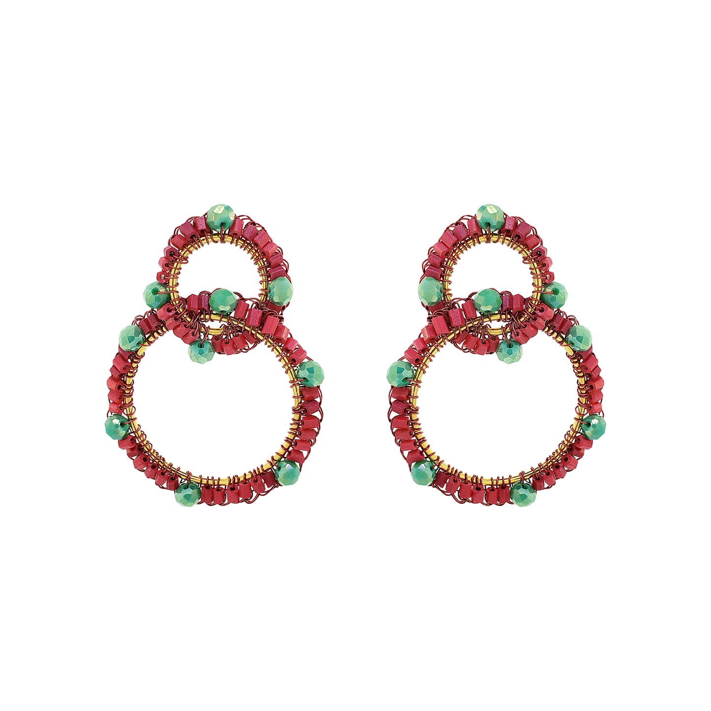 Sunset Coral Mix High Roller Handmade Crochet Earrings