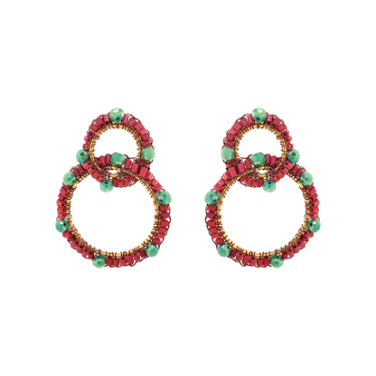 Sunset Coral Mix High Roller Handmade Crochet Earrings
