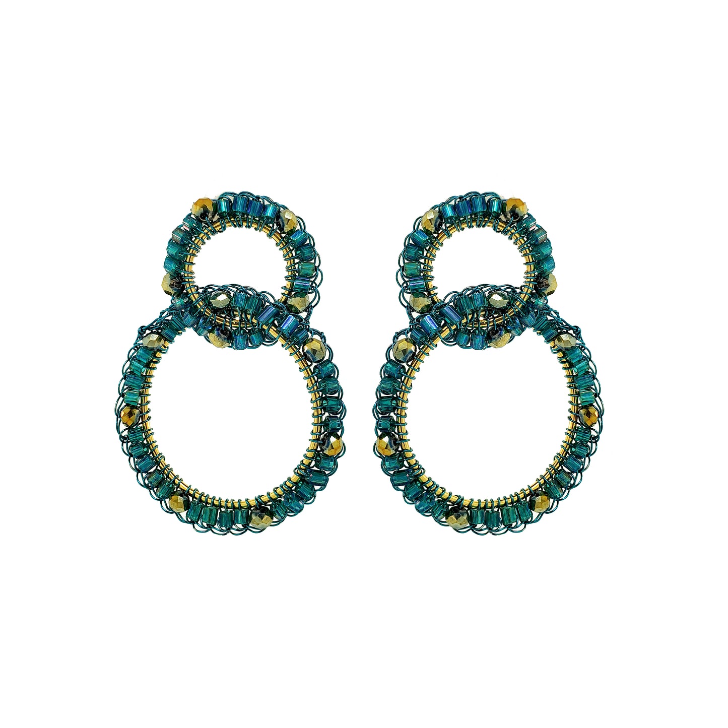 Teal Mix High Roller Handmade Crochet Earrings