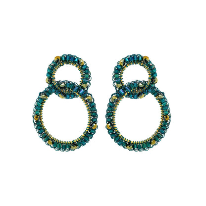 Teal Mix High Roller Handmade Crochet Earrings