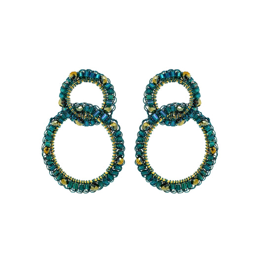 Teal Mix High Roller Handmade Crochet Earrings