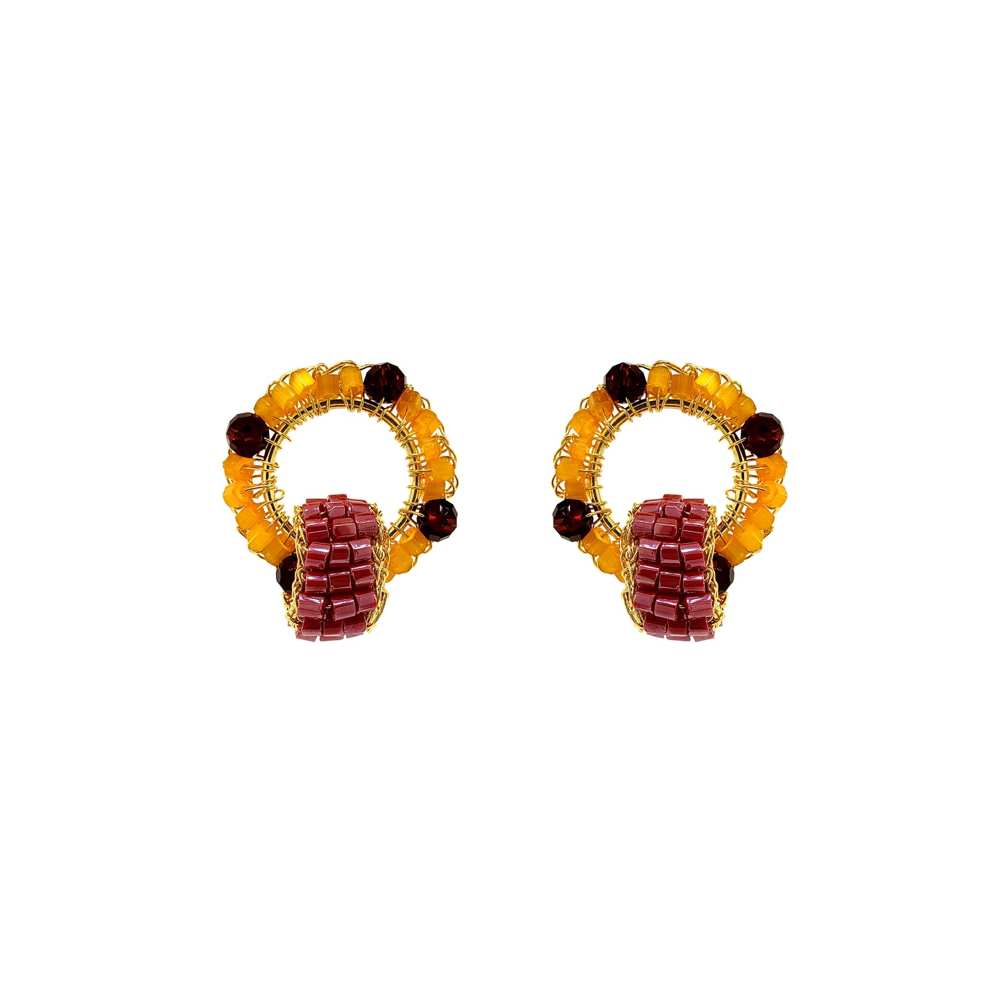 Sunrise Mix High Roller Posts Handmade Crochet Earrings