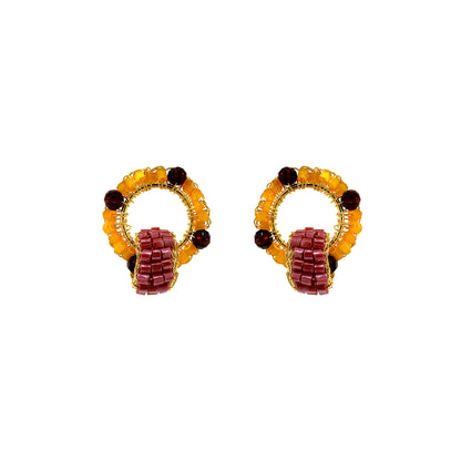 Sunrise Mix High Roller Posts Handmade Crochet Earrings