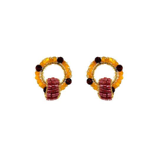 Sunrise Mix High Roller Posts Handmade Crochet Earrings