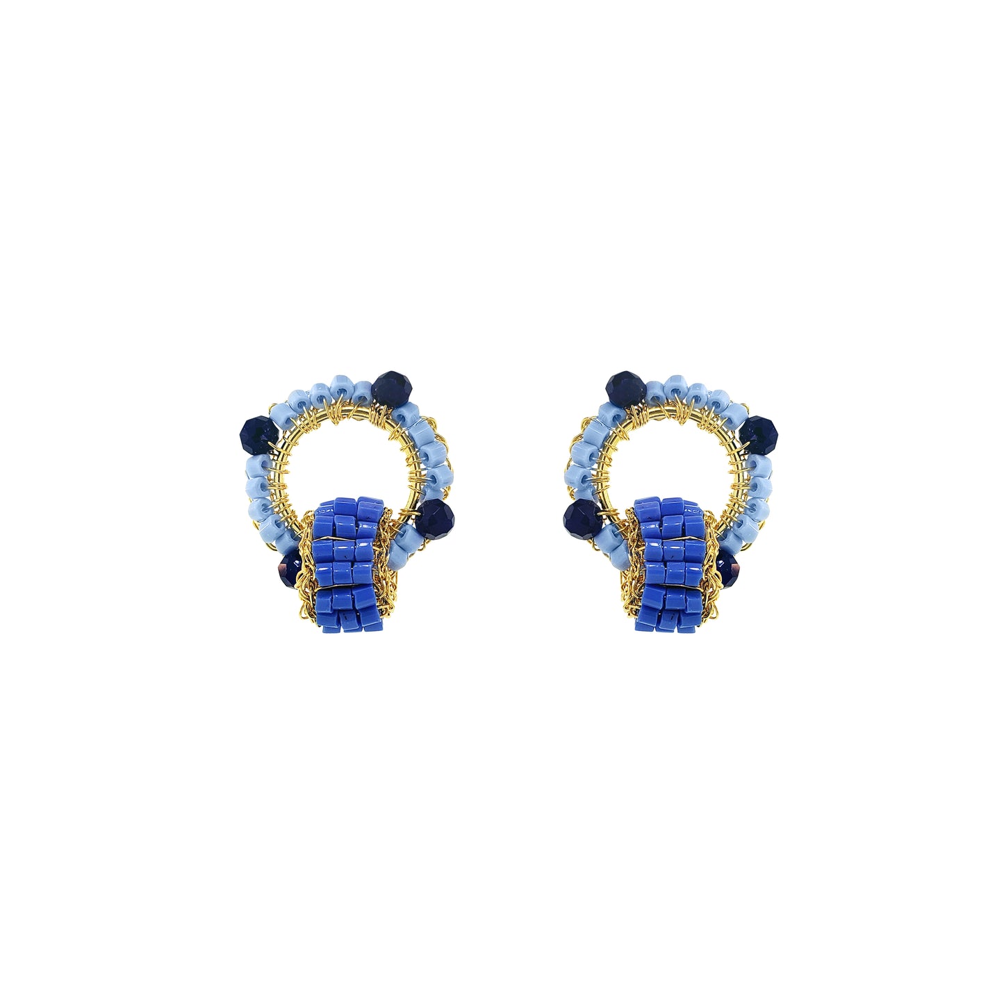 Sky Blue Mix High Roller Posts Handmade Crochet Earrings