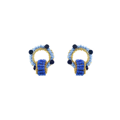 Sky Blue Mix High Roller Posts Handmade Crochet Earrings