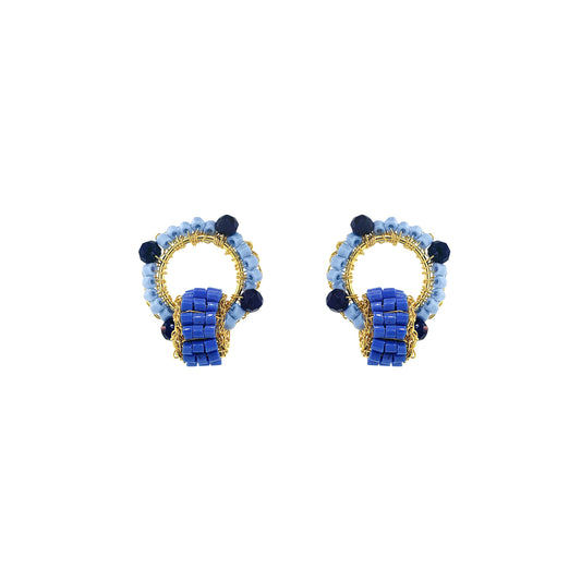 Sky Blue Mix High Roller Posts Handmade Crochet Earrings