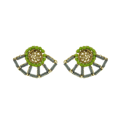 Neon Green Mix Themis Post Handmade Crochet Earrings