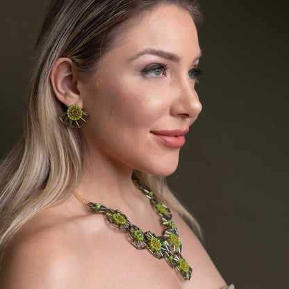 Neon Green Mix Themis Post Handmade Crochet Earrings