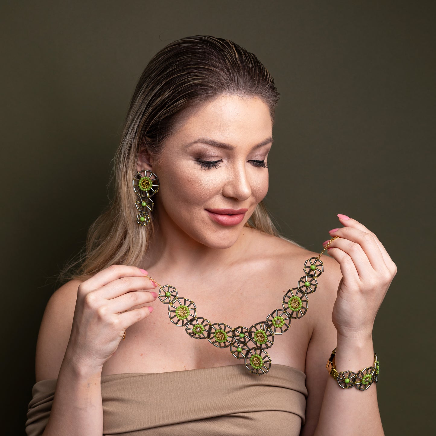 Neon Green Mix Themis Maxi Handmade Crochet Necklace