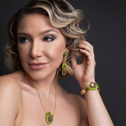 Neon Green Mix Althea Handmade Crochet Necklace