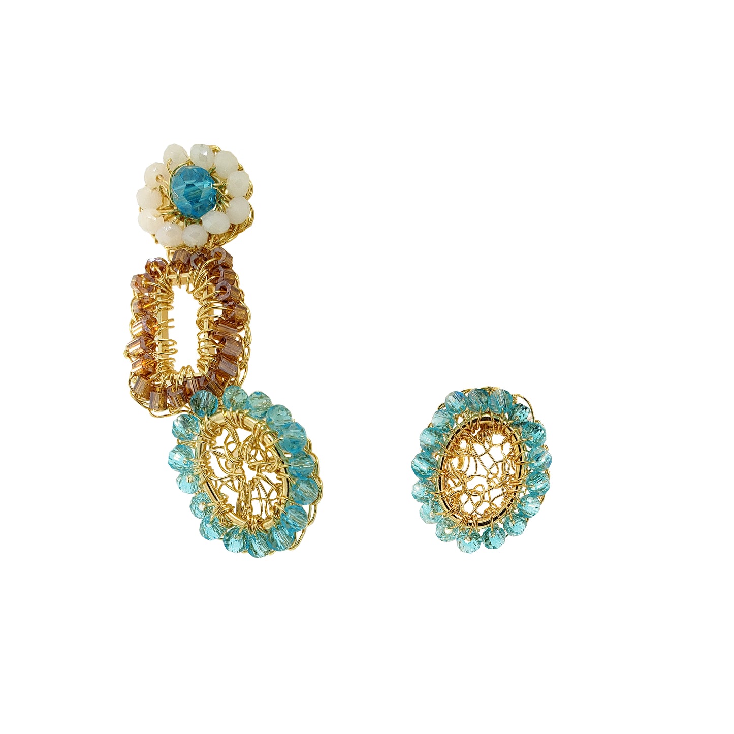 Seafoam Blue Mix Tyche Ear cuff Handmade Crochet Earrings