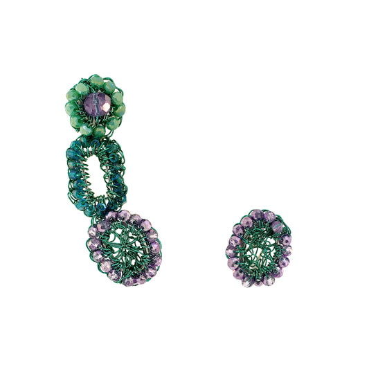 Neon Turquoise Mix Tyche Ear cuff Handmade Crochet Earrings