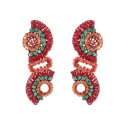 Sunset Coral Mix Althea Cascade Handmade Crochet Earrings