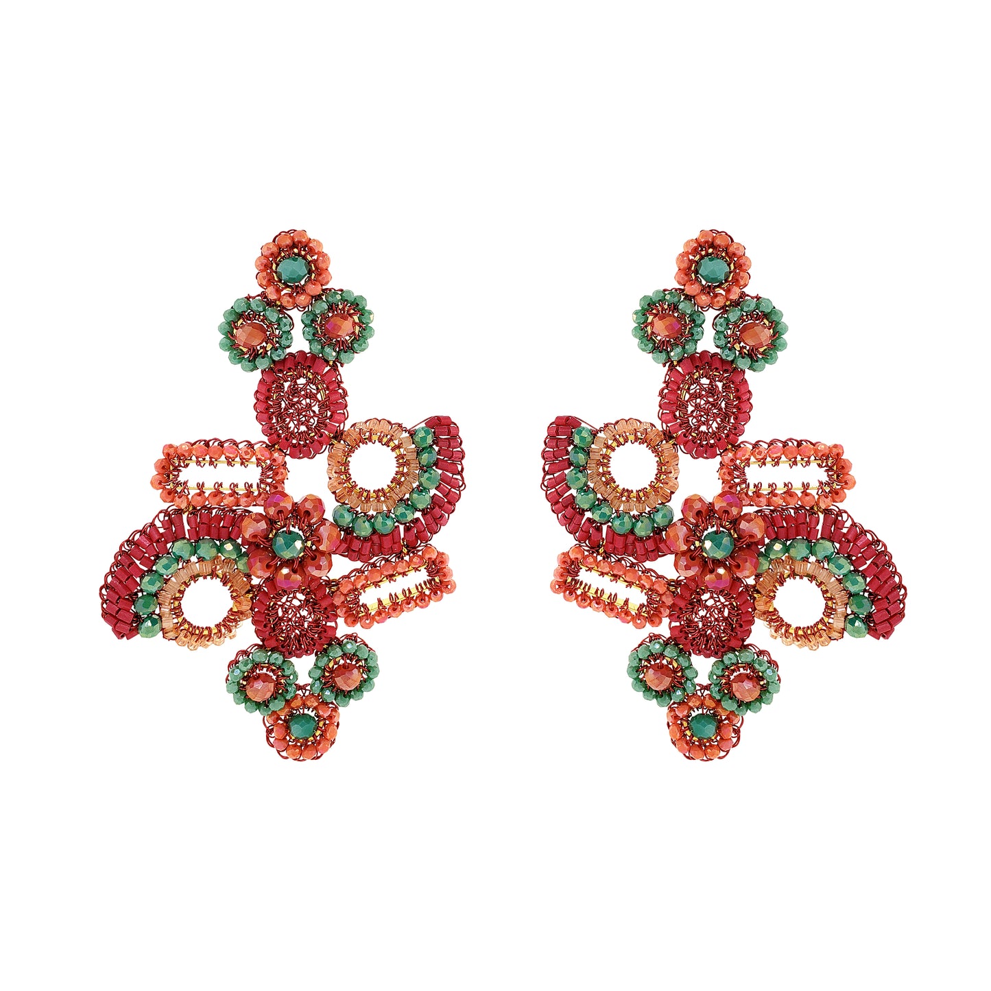 Sunset Coral Mix Althea Maxi Handmade Crochet Earrings