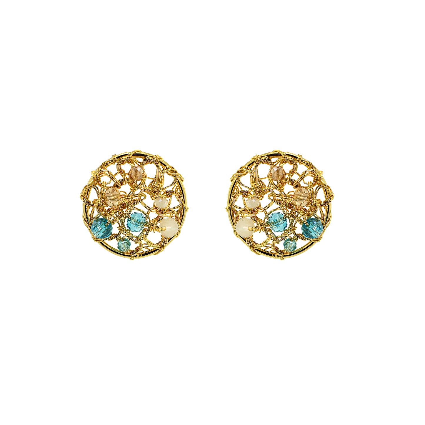 Seafoam Blue Mix Moira Mini Post Handmade Earrings