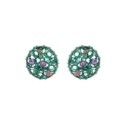 Neon Turquoise Mix Moira Mini Post Handmade Earrings