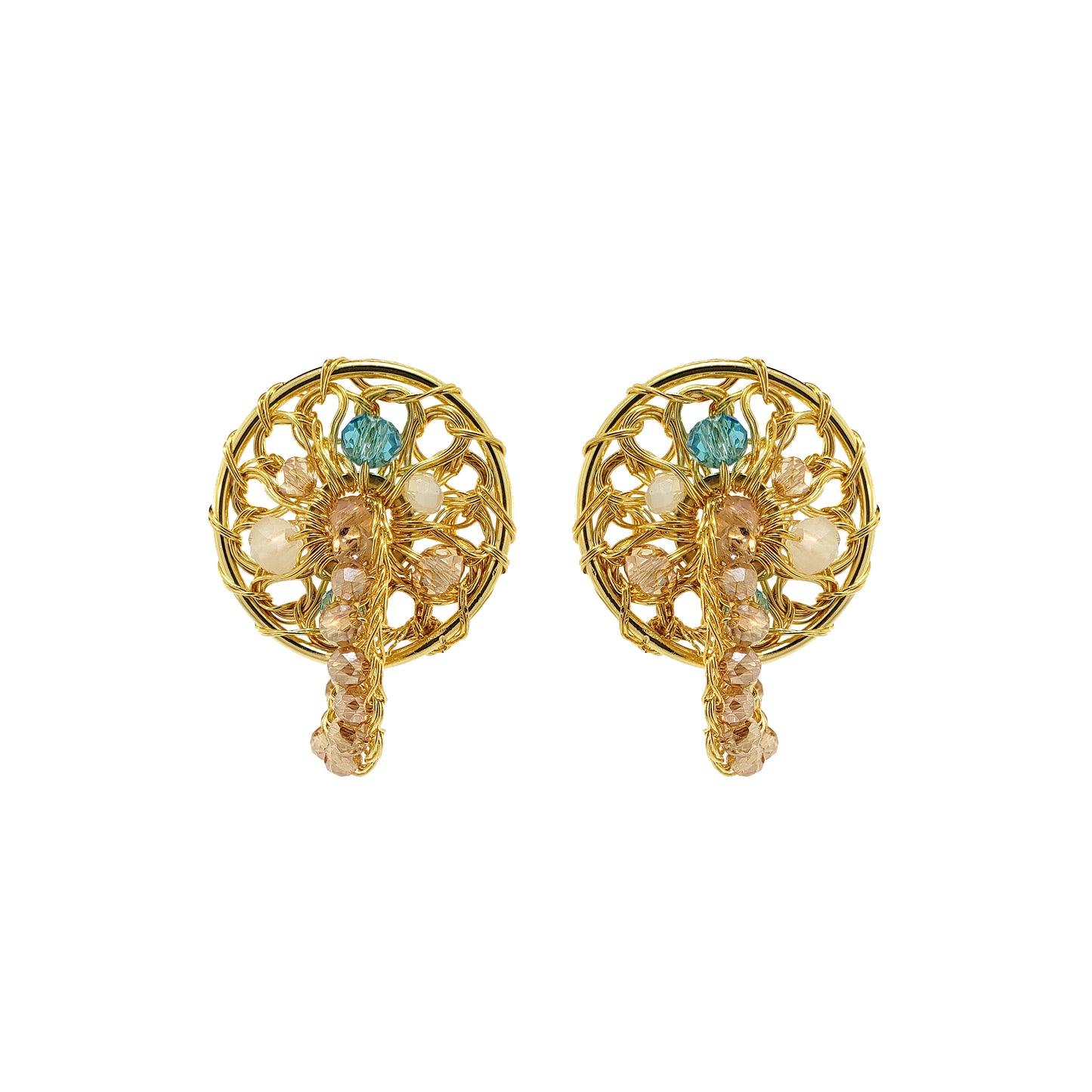 Seafoam Blue Mix Moira Post Dangle Handmade Earrings