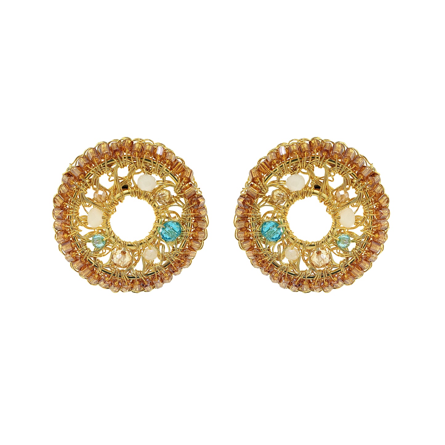 Seafoam Blue Mix Moira Maxi Post Handmade Earrings