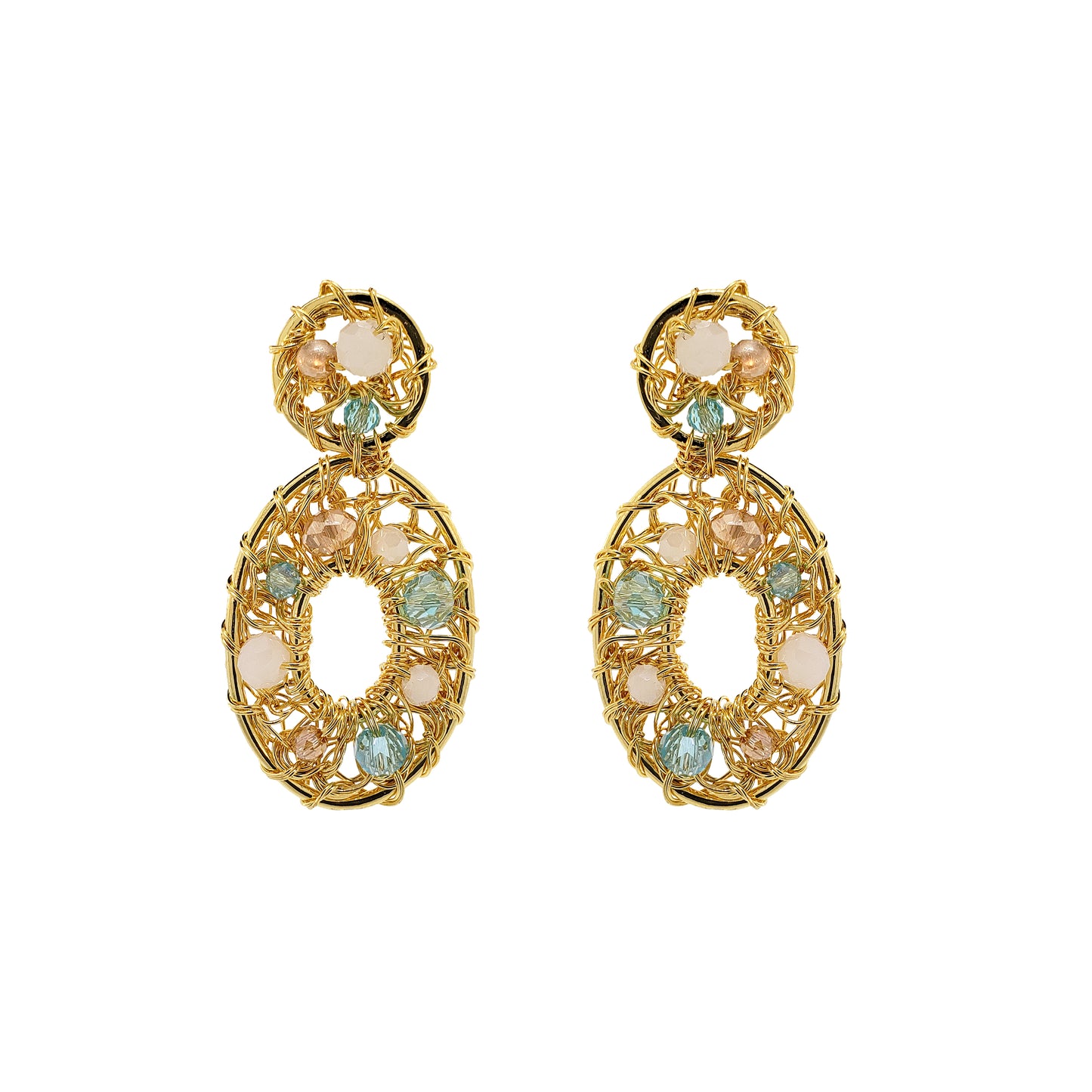 Seafoam Blue Mix Moira Drop Handmade Earrings