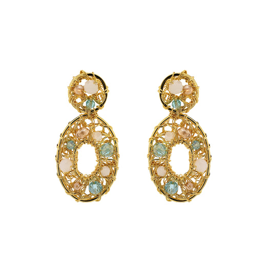 Seafoam Blue Mix Moira Drop Handmade Earrings
