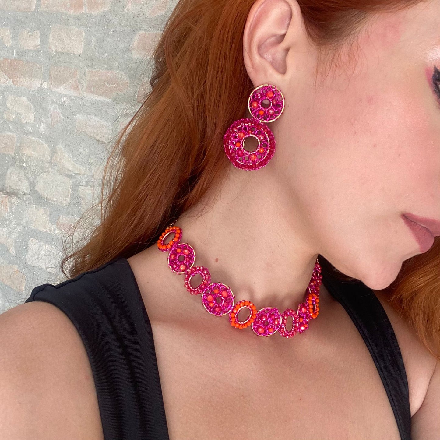 Neon Fuchsia Mix Moira Handmade Earrings
