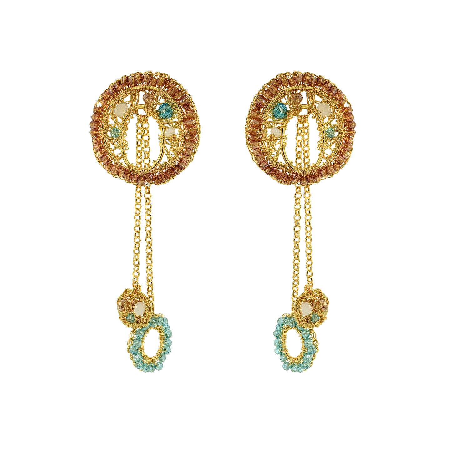 Seafoam Blue Mix Moira Dangle Handmade Earrings