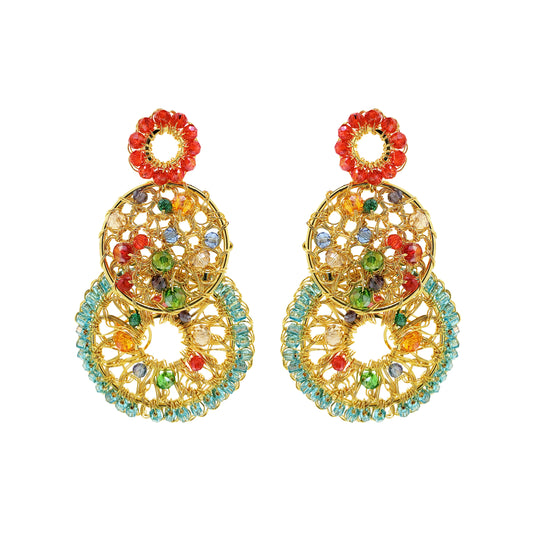 Multicolor & Gold Mix Moira Trio Handmade Earrings