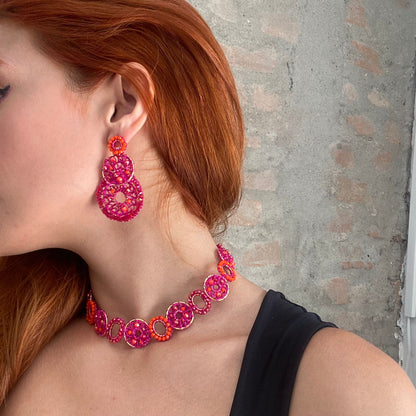Neon Fuchsia Mix Moira Choker Handmade Necklace