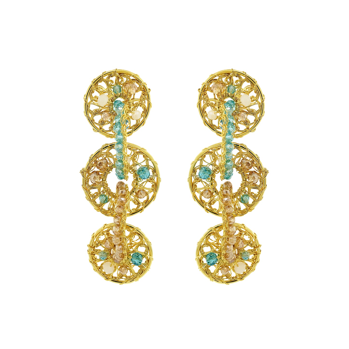 Seafoam Blue Mix Moira Cascade Handmade Earrings